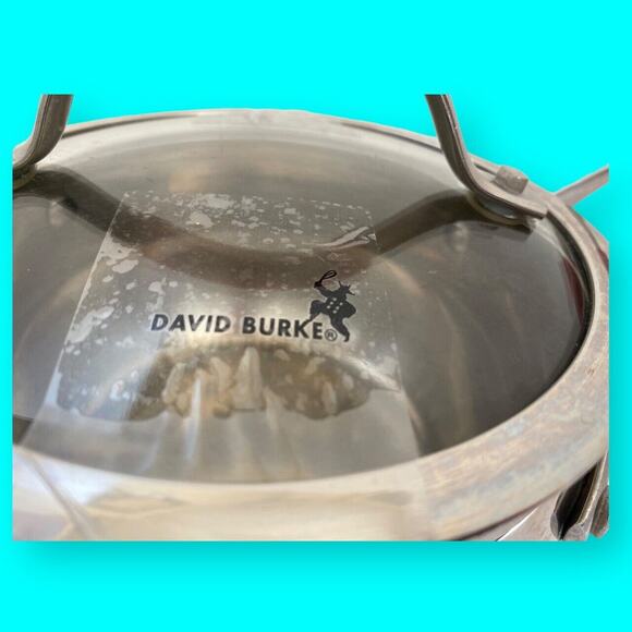 David Burke Stainless Steel Chef Pan 2 Qt Saucepan Red Handles and Lid Grips - Picture 5 of 7